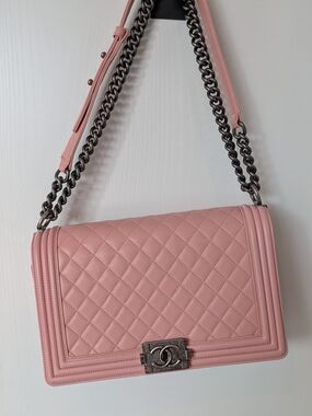 Chanel Medium Le Boy Bag Pink Quilted Leather Bag